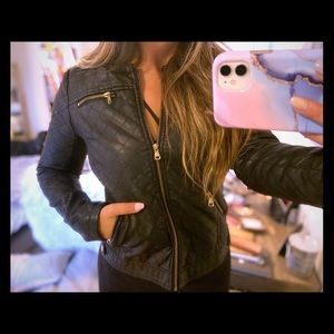 Black leather moto jacket from Nordstrom